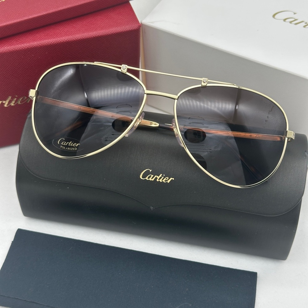 Cartier Gold Frame Sunglasses with Brown Lenses